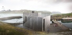 Mynd af væntanlegu útliti hússins út í Höfn