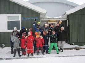 Gengið af stað frá skólanum