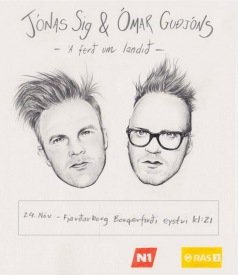 Jónas ásamt Ómari Guðjóns með 21. tónleika ársins í Fjarðarborg