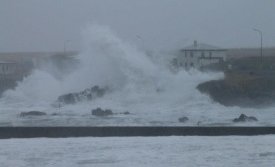 Laufás í briminu í gær