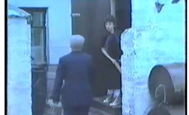 Ágrímur Ingi og Birgitta Ósk í dramatískri senu sem tekin var á Hjallhól hjá Sveinu gömlu