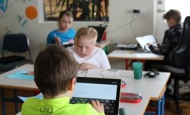 Einbeittir nemendur að störfum