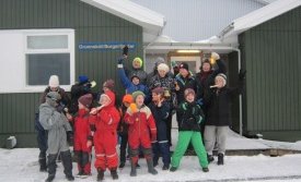 Gengið af stað frá skólanum