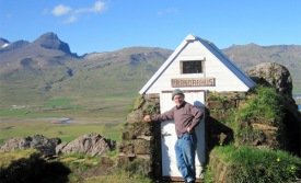 Jón á Sólbakka á borgfirskum blíðviðrisdegi